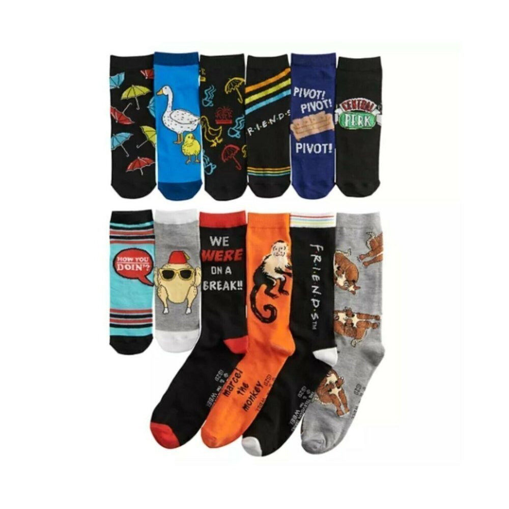 FRIENDS The TV Series 12 Days Of Socks in Gift Box 4 Crew 8 Low Cut Novelty New